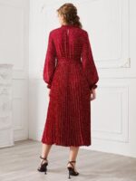 Rochie Midi Alexis Rosie cu Buline Albe - imagine 2