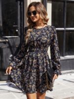 Rochie Scurta Jusstine Bleumarin Inflorata
