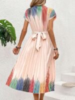 Rochie Midi Natini Roz Pudra Cu Imprimeu Multicolor - imagine 2