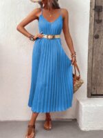Rochie Lunga Olenka Bleu Cu Pliuri