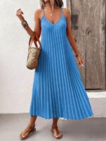 Rochie Lunga Olenka Bleu Cu Pliuri - imagine 3