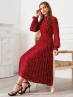 Rochie Midi Alexis Rosie cu Buline Albe