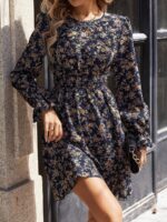 Rochie Scurta Jusstine Bleumarin Inflorata - imagine 3