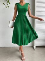 Rochie Midi Athena Verde Cu Pliuri