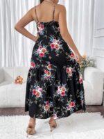 Rochie Lunga Francisca Neagra Inflorata - imagine 2