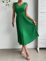 Rochie Midi Athena Verde Cu Pliuri - imagine 3