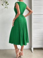 Rochie Midi Athena Verde Cu Pliuri - imagine 2