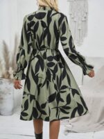 Rochie Midi Hanah Vernil Cu Model Cu Frunze Negre - imagine 2