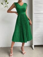 Rochie Midi Athena Verde Cu Pliuri - imagine 4