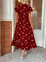 Rochie Midi Marsa Grena Cu Inimioare Albe - imagine 2