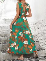Rochie Lunga Sygfus Verde Inflorata - imagine 2