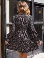 Rochie Scurta Jusstine Bleumarin Inflorata - imagine 2