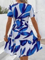 Rochie Scurta Imre Alba Cu Print Albastru - imagine 2