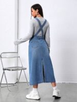 Rochie Lunga Barrie Din Denim Cu Bretele - imagine 2