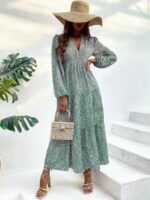 Rochie Lunga Arenze Vernil Cu Imprimeu Leopard Alb - imagine 3