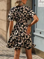 Rochie Scurta Elisif Neagra Cu Imprimeu Alb - imagine 2