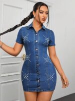 Rochie Scurta Oliwia Din Denim Cu Nasturi