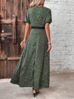 Rochie Lunga Rejer Vernil Cu Imprimeu Alb - Negru - imagine 2