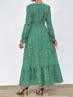 Rochie De Maternitate Lunga Rosalie Verde Cu Imprimeu Alb - imagine 2