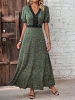 Rochie Lunga Rejer Vernil Cu Imprimeu Alb - Negru - imagine 5