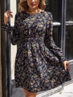 Rochie Scurta Jusstine Bleumarin Inflorata - imagine 5