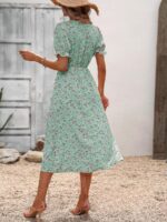 Rochie Midi Ivanka Verde Deschis Inflorata - imagine 2