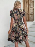 Rochie Scurta Drusilla Neagra Cu Imprimeu Multicolor - imagine 3