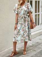 Rochie Midi Amora Bleu Deschis Inflorata