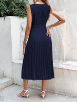 Rochie Midi Saida Bleumarin Cu Pliuri - imagine 2