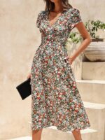 Rochie Midi Ananda Cu Model Floral Multicolor - imagine 4