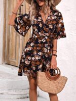 Rochie Scurta Feyre Neagra Inflorata - imagine 4