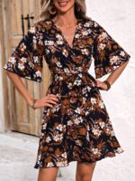 Rochie Scurta Feyre Neagra Inflorata - imagine 5