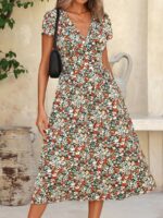 Rochie Midi Ananda Cu Model Floral Multicolor - imagine 5