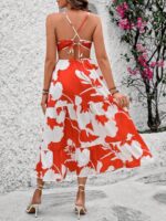 Rochie Lunga Muriel Portocalie Cu Imprimeu Alb - imagine 2