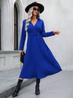 Rochie Lunga Bellanita Albastra Cu Pliuri - imagine 3