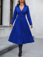 Rochie Lunga Bellanita Albastra Cu Pliuri - imagine 5