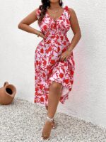 Rochie Lunga Nelly Alba Inflorata - Marimi Mari - imagine 3