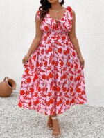 Rochie Lunga Nelly Alba Inflorata - Marimi Mari - imagine 4