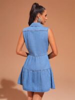 Rochie Scurta Dixie Din Denim Cu Nasturi - imagine 2