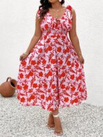 Rochie Lunga Nelly Alba Inflorata - Marimi Mari - imagine 5