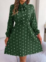 Rochie Scurta Anemona Vernil Cu Buline Albe
