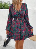 Rochie Scurta Evonna Vernil Cu Imprimeu Multicolor