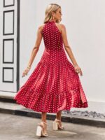 Rochie Lunga Mariola Rosie Cu Buline Albe - imagine 2