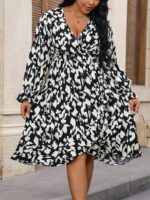Rochie Midi Corsina Alba cu Print Leopard Negru - imagine 3