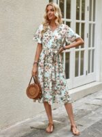 Rochie Midi Amora Bleu Deschis Inflorata - imagine 4