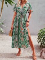 Rochie Lunga Amal cu Print Multicolor