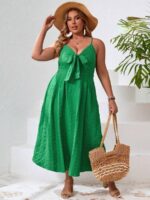 Rochie Lunga Madison Verde Cu Funda - Marimi Mari - imagine 3