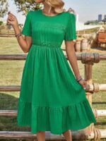 Rochie Midi Preta Verde - imagine 3