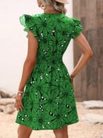 Rochie Scurta Ariadna Verde Cu Model Floral - imagine 2