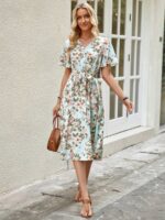 Rochie Midi Amora Bleu Deschis Inflorata - imagine 5